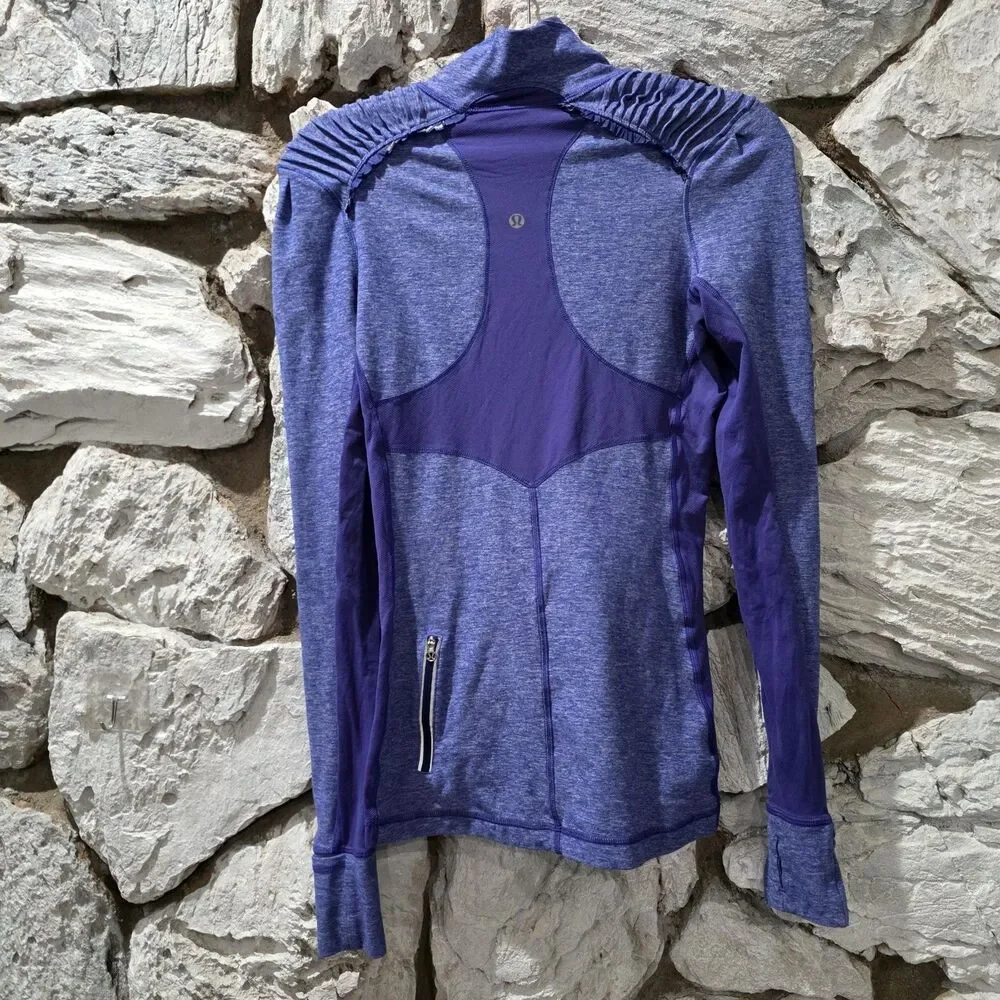 Lululemon Pace Pusher Womens Stretch 1/4 Zip Blue Pockets Pullover Sweatshirt 6